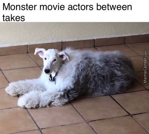 Monster Movie Actors Between
Takes
