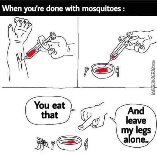 When Yotlre Done With Mosquitoes :
You Eat
And
That
Leave
My Legs
