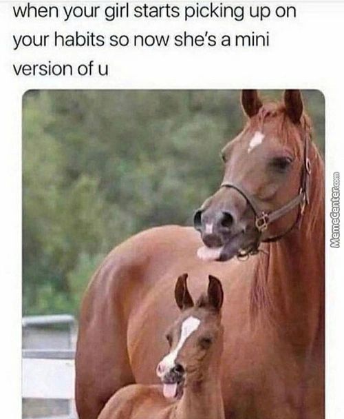 When Your Girl Starts Picking Up On
Your Habits So Now She's A Mini
Version Of U
