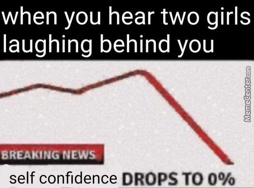 When You Hear Two Girls
Laughing Behind You
BREAKING NEWS
Self Confidence DROPS TO 0%
