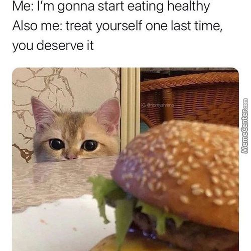 Me: I'm Gonna Start Eating Healthy
Also Me: Treat Yourself One Last Time,
You Deserve It
