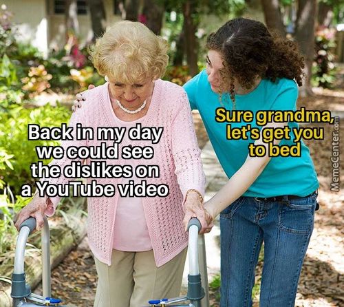 Back In My Day
-we Cpuld See
•the Dislikes On
A YouTube Video
Sure Grandma,
Let's Get;yöu;;;
To Béd
