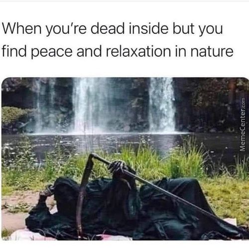 When You're Dead Inside But You
Find Peace And Relaxation In Nature
