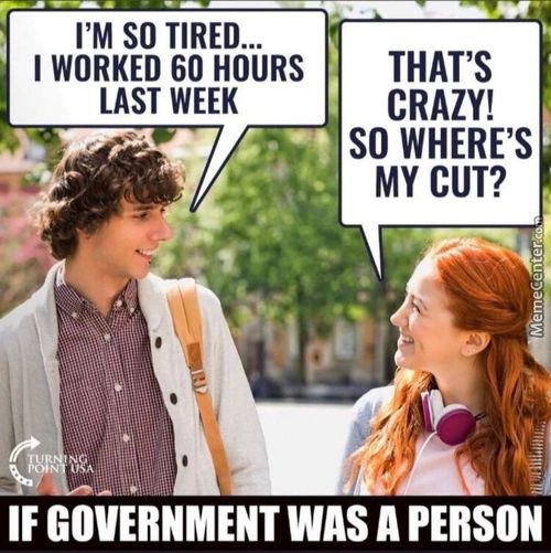 I'M SO TIRED...
I WORKED 60 HOURS
LAST WEEK
THAT'S
CRAZY!
SO WHERE'S
IF GOVERNMENT WAS A PERSON
