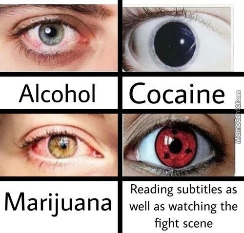 Alcohol
Marijuana
Cocaine
Reading Subtitles As
Well As Watching The
Fight Scene
