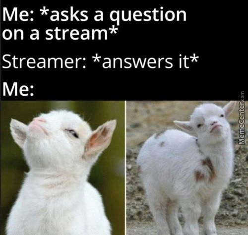 Me: *asks A Question
On A Stream*
Streamer: *answers It*
Me:
