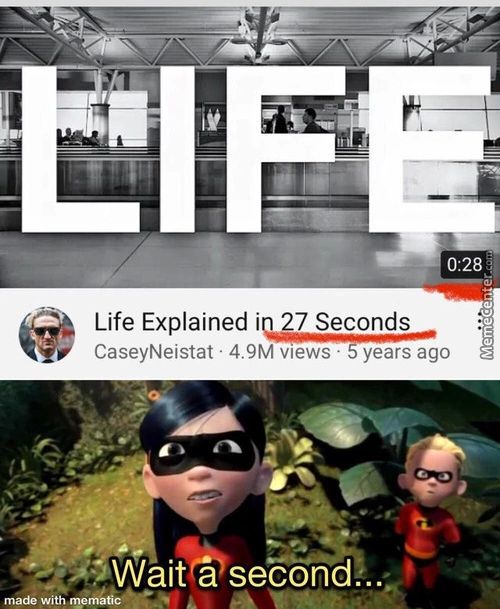 0:28
Life Explained I 7 Seconds
CaseyNeistat • 4.9M Views • Years Ago
Swait A Second...
