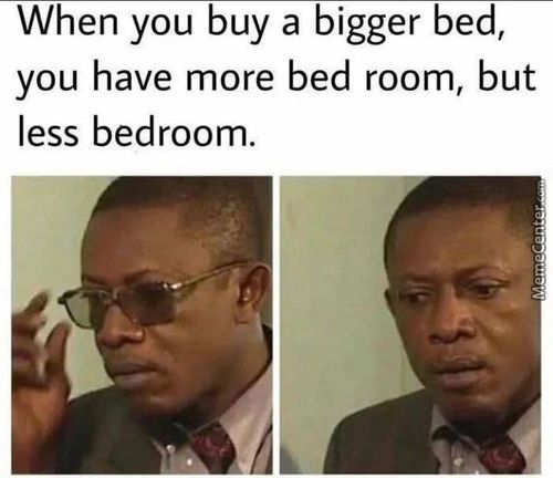 When You Buy A Bigger Bed,
You Have More Bed Room, But
Less Bedroom.
