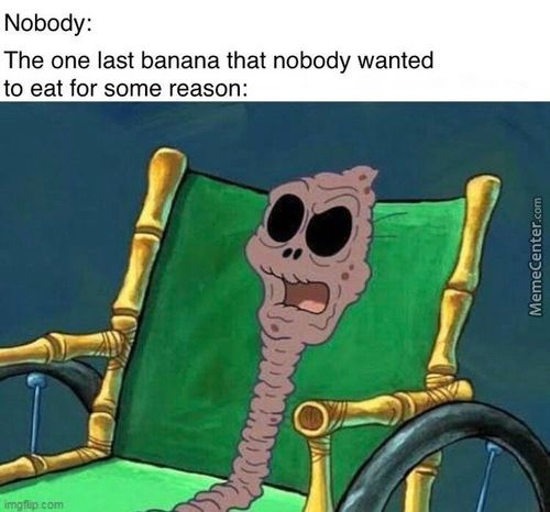 Nobody:
The One Last Banana That Nobody Wanted
To Eat For Some Reason:
