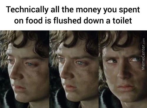 Technically All The Money You Spent
On Food Is Flushed Down A Toilet
