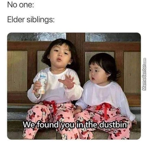 No One:
Elder Siblings:
We Found You In The Dusßbin
